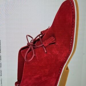 HUSH PUPPIES WOMENS CYRA CATELYN ROSE RED SUEDE BOOTIES sz 6